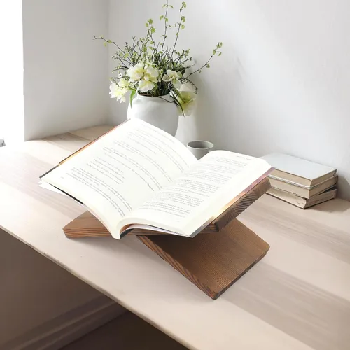 Vista 3 de Soporte para libros de madera maciza para libros abiertos y cerrados