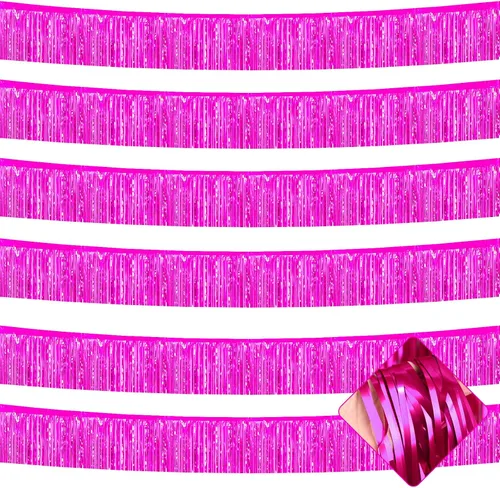 Vista 21 de Paquete de 6 Guirnaldas de Flecos de Papel Aluminio de 10 Pies, Serpentinas Metálicas de Oropel, Pancarta Colgante de Pared, Telón de Fondo