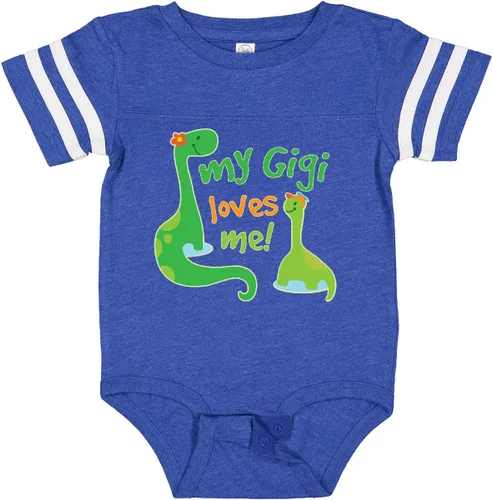 Vista 22 de inktastic My Gigi Loves Me Grandson - Body de dinosaurio para bebé 0020 Blanco