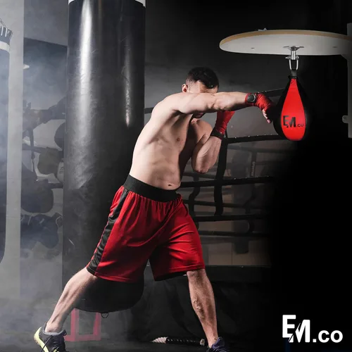 Vista 8 de Boxing Speed Bag - Saco de boxeo de velocidad con giro resistente, bolsas de boxeo de cuero duraderas ideales para entrenamiento de reflejos, pelota