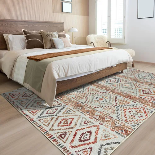 Vista 3 de Adiva Rugs Alfombra de área lavable a máquina de 6 x 6 pies con parte trasera antideslizante para sala de estar, dormitorio, baño, cocina, alfombra