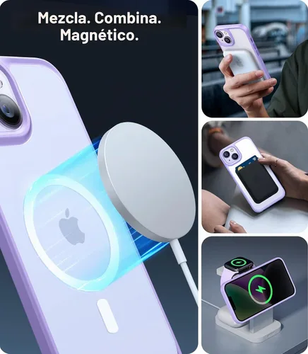 Vista 2 de TORRAS Funda para iPhone 14 y iPhone 13, diseñada para MagSafe, protección contra caídas de grado militar a prueba de golpes, funda magnética