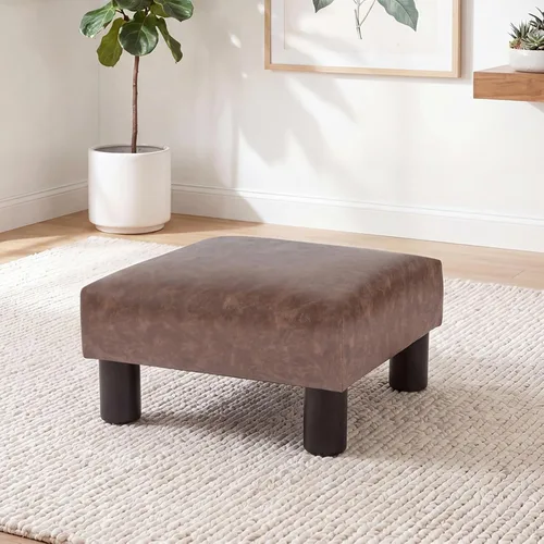 Vista 12 de Joveco Taburete pequeño otomano, reposapiés cuadrado tapizado de tela para sofá, debajo del escritorio, oficina, sala de estar, azul floral
