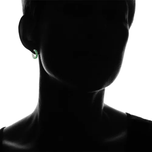 Vista 4 de Aretes de aro redondos pequeños de plata de ley, auténticos, creados o simulados
