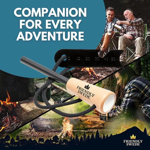 Vista 7 de The Friendly Swede Ferro Rod Herramienta Iniciadora de Fuego — Herramienta de Supervivencia Iniciadora de Fuego de Pedernal y Acero con Mango