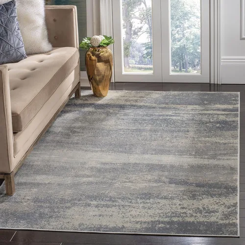 Vista 6 de SAFAVIEH Noble Collection - Alfombra de pasillo, 2 pies 2 pulgadas x 8 pies, azul claro y marfil, diseño de viscosa envejecida, ideal para zonas