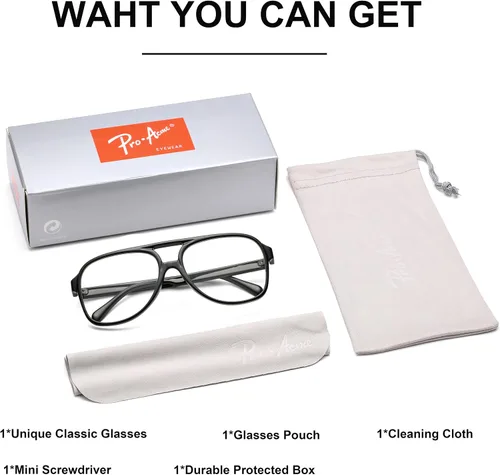 Vista 7 de Pro Acme Lentes de gran tamaño para mujeres y hombres sin receta médica lentes grandes transparentes y clásicos con doble puente