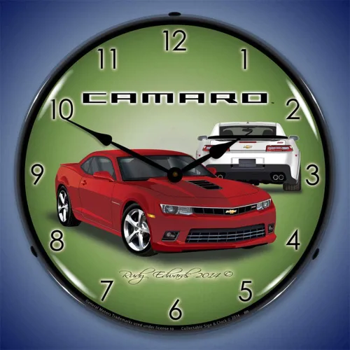 Vista 2 de 2014 Camaro SS Red Rock LED Reloj de Pared, Retro/Vintage, Iluminado, 14 pulgadas