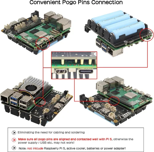 Vista 5 de Geekworm X1202 - Placa de expansión UPS de 5 V para Raspberry Pi 5, entrada ancha de 6-18 V Max 5.1V 5A Output, Power Management, Auto Power On