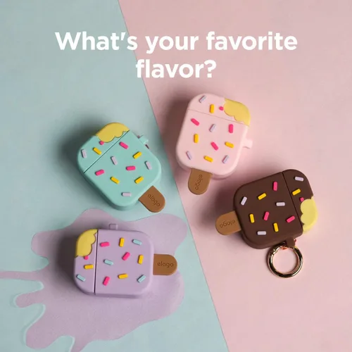 Vista 3 de Elago - Funda con llavero para audífonos AirPods 1 y 2 de Apple en forma de helado.