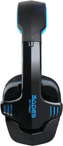Vista 7 de LIMUSIC Azul G4000 Profesional Audífonos con salida 3,5 mm para PC estéreo para Juegos con cancelación de sonido, Control de Volumen, micrófono