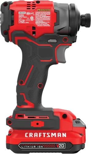 Vista 13 de CRAFTSMAN V20 Kit de destornillador de impacto inalámbrico, 1/4 de pulgada, batería y cargador incluidos (CMCF810C1), negro y rojo