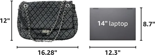 Vista 2 de Bolso casual de un hombro de moda retro de mezclilla a cuadros de diamante gris para mujer Grande