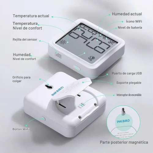 Vista 5 de INKBIRD Higrómetro WiFi IBS-TH3-PLUS Sensor de humedad de temperatura con pantalla