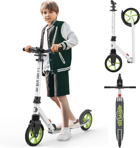 Vista 16 de WAYPLUS KS1 Kick Scooter para mayores de 6 años, niños, adolescentes y adultos. Carga máxima de 240 libras. Plegable, ligero, ruedas grandes de 8