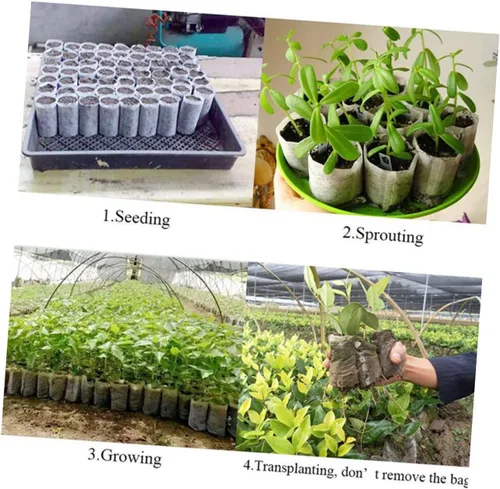 Vista 5 de 200Pcs Biodegradable Non-Woven Plant Grow Bags, Breathable Nursery Pots