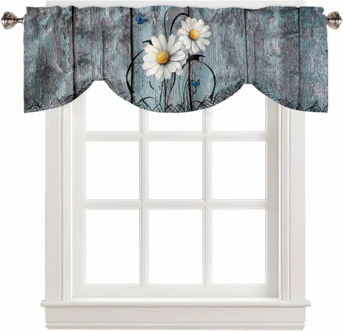 Vista 10 de Cortina de ventana ajustable con lazos para ventana, cenefa de cocina para sala de estar, arte abstracto, sol y arco iris, bolsillo para barra