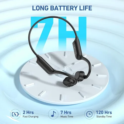 Vista 5 de Auriculares de conducción ósea de oído abierto, auriculares Bluetooth inalámbricos IPX5 impermeables para deportes, correr, gimnasio, ciclismo