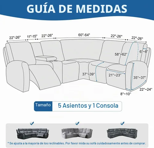 Vista 3 de ALIECOM Fundas 100% impermeables para sofá seccional reclinable en forma de L, fundas elásticas para esquinas de sofá reclinable seccional, funda