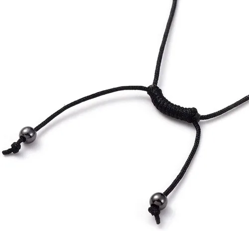 Vista 4 de Collar de hematita ajustable con cuentas con código morse I Love You 29.5" P686, Piedra, Hematita