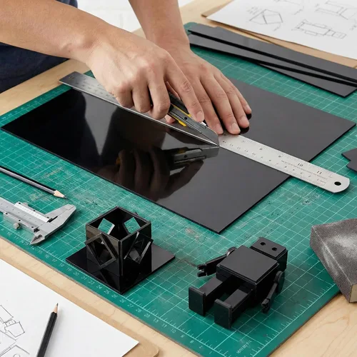 Vista 8 de Hiceeden Paquete de 6 láminas de plástico ABS de 12 x 16 x 0.06 pulgadas, hojas de plástico flexible negro, moldeables que las láminas acrílicas