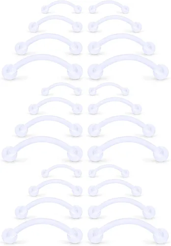 Vista 3 de SCERRING Piercing de acrílico transparente de calibre 16, Bioflex, curvado, ceja, vientre, labio, tragus, piercing para caracola, retenedores