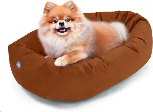 Vista 21 de Majestic Pet Cama para Perros de 52 Pulgadas de Ante Calmante Lavable 52x35x11 (Pulgadas) – Acogedora Cama Redonda para Perros con Forma de Dona