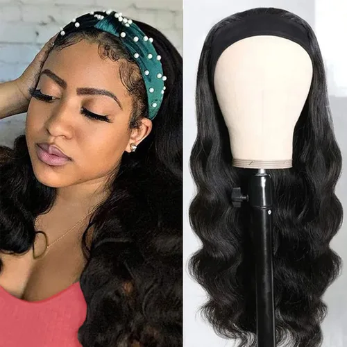 Vista 6 de Peluca de diadema de cabello humano 99J 10 pulgadas, 180% de densidad, burdeos, onda profunda, peluca de diadema 100% de cabello humano, ondulada