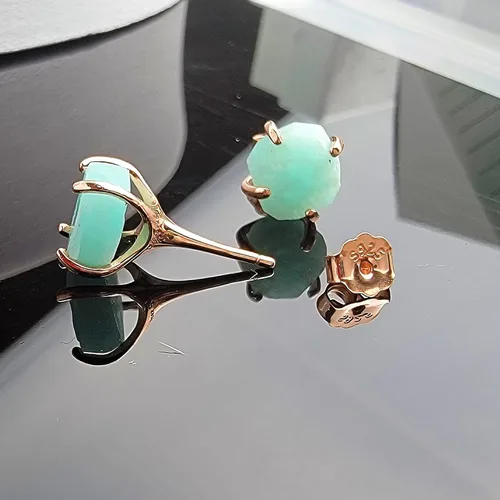 Vista 13 de Aretes de piedra preciosa natural en bruto con oro rosa sobre plata de ley 925, 6 a 0.276 in, regalo de piedra de nacimiento de calidad genuina