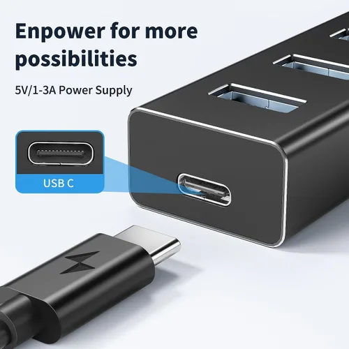 Vista 5 de atolla Hub USB 3.0 de aluminio de 7 puertos con cable de extensión de 3.3 ft, transferencia de datos de alta velocidad de 5 Gbps para MacBook Pro