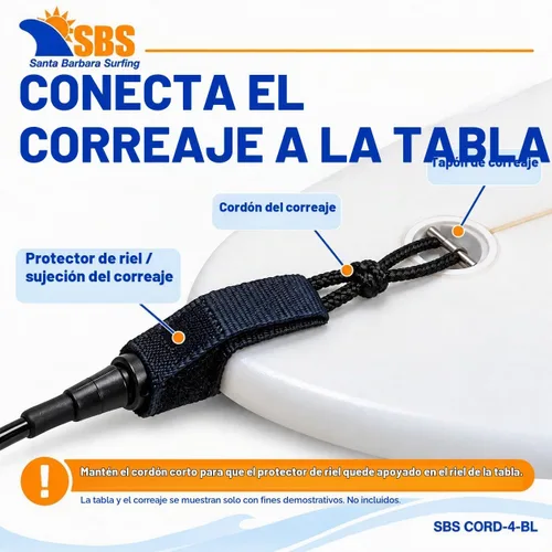 Vista 3 de Cuerda de correa para tabla de surf, nailon de 0.157 in, paquete de 4 – para shortboard, longboard, SUP e iSUP