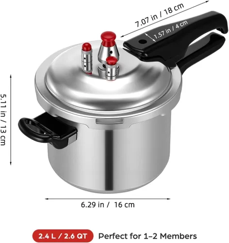 Vista 2 de INOOMP Olla a presión inferior compuesta de 2.7 cuartos de galón de aleación de aluminio para cocinas de gas e inducción con mango ergonómico