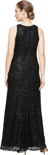 Vista 2 de Alex Evenings Women's Long Sleeveless Mother of the Bride Dress W/Cascade Ruffle & Front Slit (Petite and Regular Sizes)