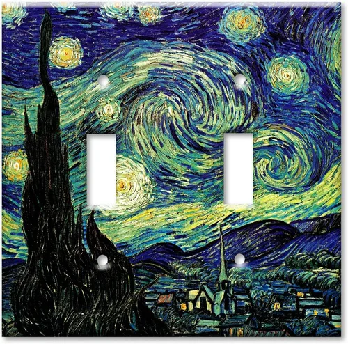 Vista 7 de Art Plates - Van Gogh: Placa decorativa de pared de metal de noche estrellada - Combo de doble banda - Decora - Palanca - (fabricado en EE. UU.)