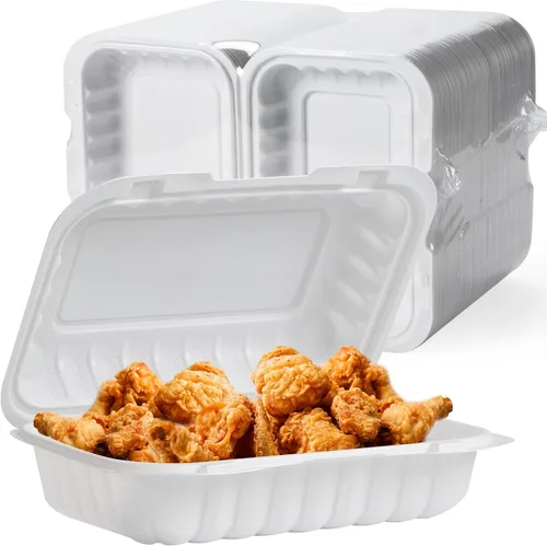 Vista 11 de Recipientes para alimentos de 7.8" 30 onzas, paquete de 65 unidades, plástico de polipropileno relleno mineral sin BPA, 3 compartimentos envoltorio