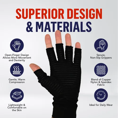Vista 3 de Doctor Developed Open Finger Arthritis Gloves - Compression gloves, Doctor Written Handbook