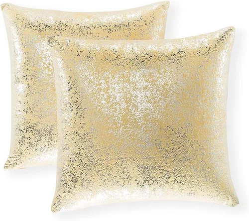 Vista 58 de Xinrjojo Juego de 2 almohadas brillantes en negro y dorado, almohadas suaves y brillantes decorativas, juego de fundas de almohada cuadradas negras