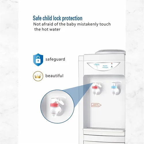 Vista 3 de Dispensador de agua para botellas de 5 galones, dispensador de agua fría y caliente de carga superior, enfriador de agua con bloqueo de seguridad