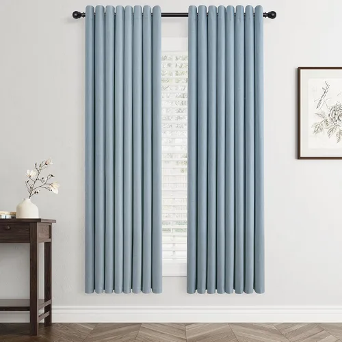 Vista 79 de Beige White Linen Blackout Curtains 90 Length 2 Panels Set for Living Room Bedroom, 100% Black Out Thermal Insulated Linen Drapes, Room Darkening