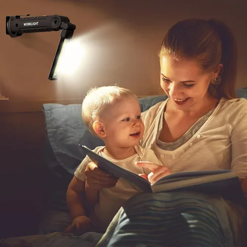 Vista 6 de Honoson - Juego de 4 luces de trabajo LED Honoson recargables con base magnética, gancho para colgar y rotación de 360°, 5 modos de linterna LED