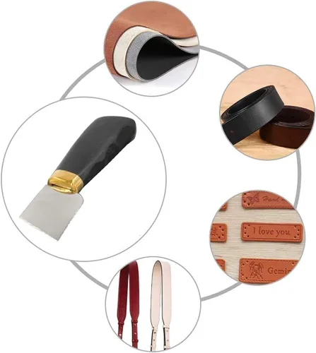 Vista 6 de DUJISO cuchillo de cuero de ébano de madera cuchillo de corte cuchillo de corte cuchillo con mango de ébano para bricolaje artesanía de cuero corte