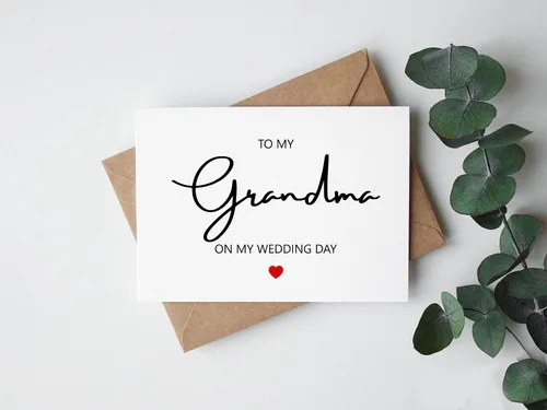 Vista 2 de Tarjeta de felicitación de boda con texto en inglés "To My Grandma On My Wedding Day" (To My Grandma On My Wedding Day) - Tarjeta de felicitación
