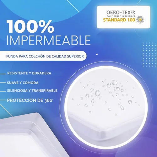 Vista 2 de PlushDeluxe Funda de colchón 100% impermeable, individual, suave rizo