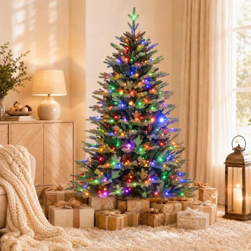 Vista 3 de COSTWAY Árbol de Navidad artificial de 5 pies con 11 modos de iluminación