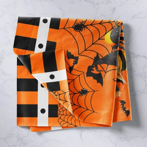 Vista 2 de Manfei Bonito tapiz de gnomos para colgar en la pared con temática de Halloween para decoración de habitación de niños y niños, tela de araña negra