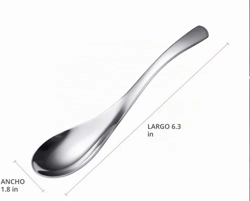 Vista 2 de Cucharas de sopa, cucharas de mango corto de acero inoxidable, cuchara de sopa clásica y duradera, juego de 5.