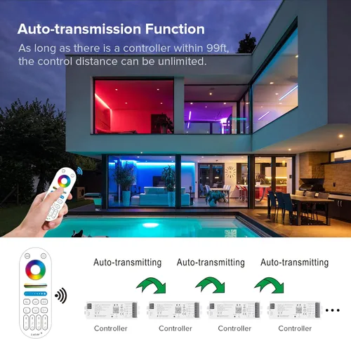 Vista 3 de SEZO WB5 5 en 1 Tuya WiFi 2.4GHz PWM LED controlador para atenuación RGB RGBCCT RGBW LED tira compatible con Alexa/Google Home/Tuya Smart Life APP