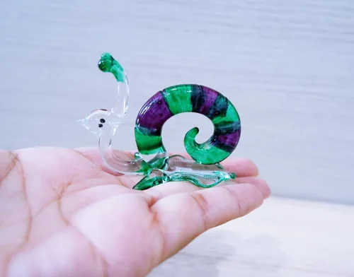 Vista 6 de 1shopforyou 1 figura de cristal soplado a mano de caracol, mini decoración coleccionable para el hogar (verde)