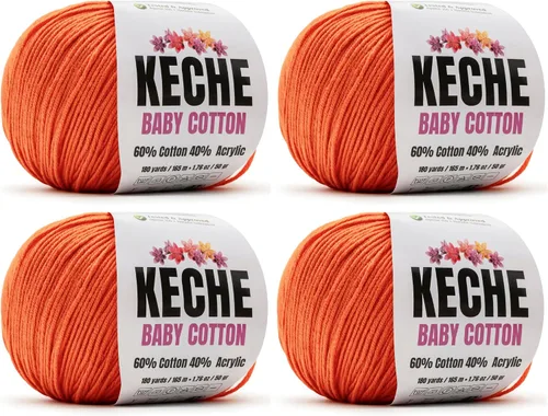 Vista 98 de Keche Hilo de Algodón, 60% Algodón 40% Hilo Acrílico, Hilo de Algodón Suave para Crochet y Tejer, Hilo Amigurumi 1 Madeja/Bola 1.76 Oz (50g) / 180