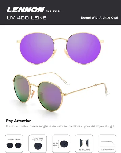 Vista 5 de CGID E01 Lennon - Gafas de sol polarizadas redondas unisex